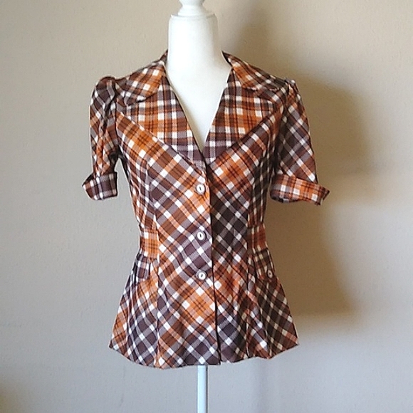 Vintage Fitted Short Poufy Sleeve Jacket and Dagger Collar - Picture 1 of 11